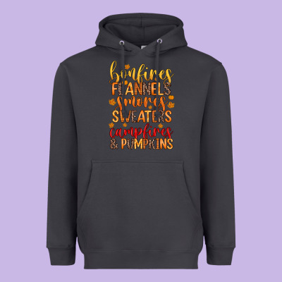 Bonfires Flannels S'mores Campfires And Pumpkins Heavyweight Hoodie Designed By Zillion Design Studio