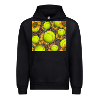 Black tennis ball with sunflower and racket Urban Hoodie - BarkalooDesign