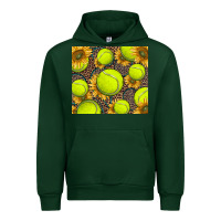 Forest Green tennis ball with sunflower and racket Urban Hoodie - BarkalooDesign