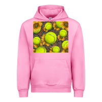 Fuchsia Pink tennis ball with sunflower and racket Urban Hoodie - BarkalooDesign