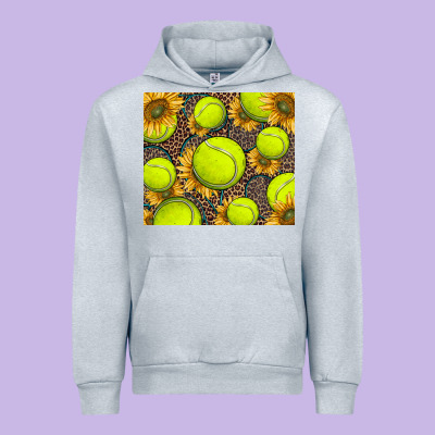 Tennis Ball With Sunflower And Racket Urban Hoodie Designed By Barkaloodesign