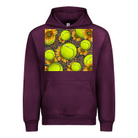Mauve Wine tennis ball with sunflower and racket Urban Hoodie - BarkalooDesign
