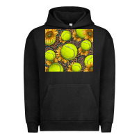 Pigment Black tennis ball with sunflower and racket Urban Hoodie - BarkalooDesign
