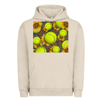 Pigment French Oak tennis ball with sunflower and racket Urban Hoodie - BarkalooDesign