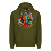 Army Green hippie soul with caravan and flowers Premium Hoodie - Artiststas