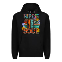 Black hippie soul with caravan and flowers Premium Hoodie - Artiststas