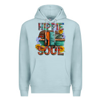 Blue Mist hippie soul with caravan and flowers Premium Hoodie - Artiststas