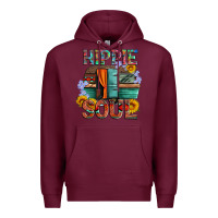 Burgundy hippie soul with caravan and flowers Premium Hoodie - Artiststas