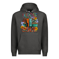 Charcoal Heather hippie soul with caravan and flowers Premium Hoodie - Artiststas