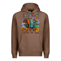 Chestnut hippie soul with caravan and flowers Premium Hoodie - Artiststas