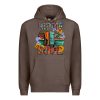 Coffee hippie soul with caravan and flowers Premium Hoodie - Artiststas