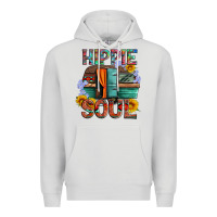 Dove Grey hippie soul with caravan and flowers Premium Hoodie - Artiststas