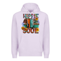 Lilac hippie soul with caravan and flowers Premium Hoodie - Artiststas