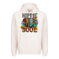 Pale Pink hippie soul with caravan and flowers Premium Hoodie - Artiststas