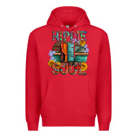 Red hippie soul with caravan and flowers Premium Hoodie - Artiststas