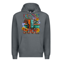 Rock hippie soul with caravan and flowers Premium Hoodie - Artiststas