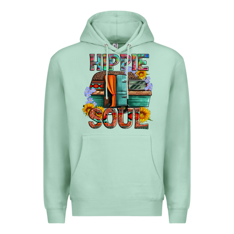 Hippie Soul With Caravan And Flowers Premium Hoodie by Artiststas | Teevron