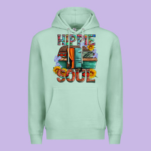 Hippie Soul With Caravan And Flowers Premium Hoodie Designed By Artiststas