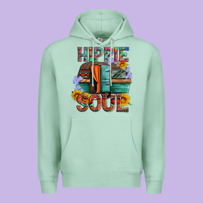 Hippie Soul With Caravan And Flowers Premium Hoodie Designed By Artiststas