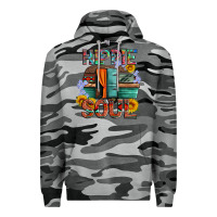 Slate Camo hippie soul with caravan and flowers Premium Hoodie - Artiststas