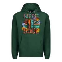 Sports Green hippie soul with caravan and flowers Premium Hoodie - Artiststas