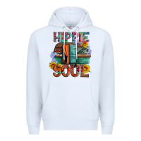 White hippie soul with caravan and flowers Premium Hoodie - Artiststas