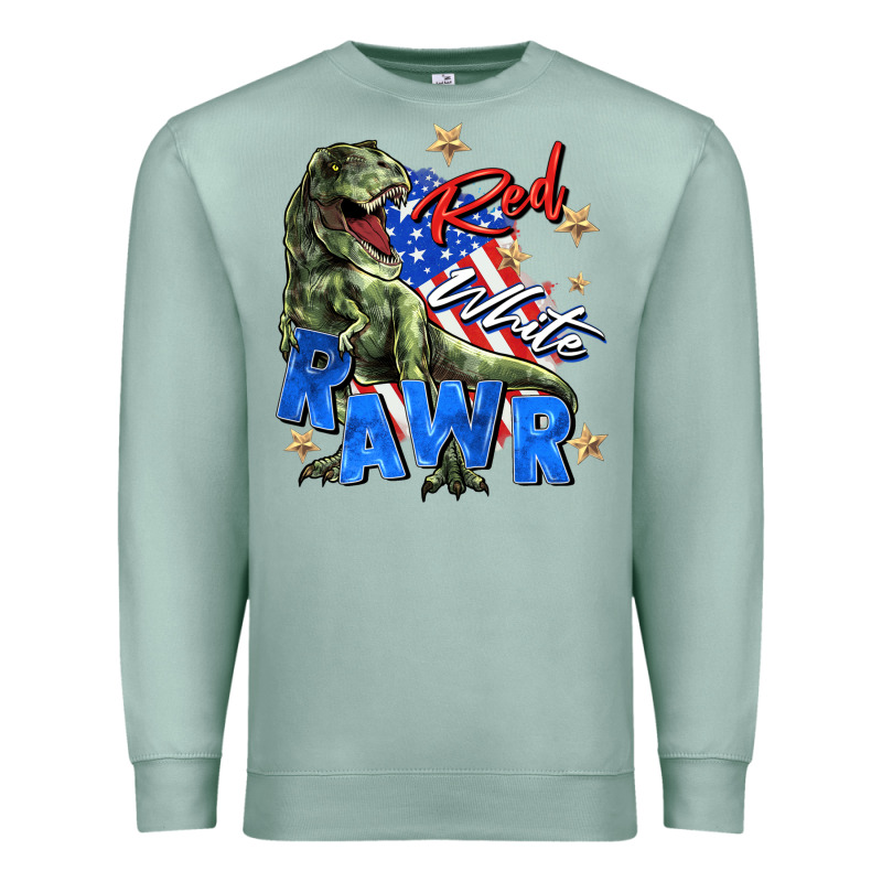 Red White Rawr Premium Sweatshirt by Zillion Design Studio | Teevron