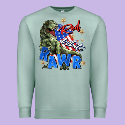 Red White Rawr Premium Sweatshirt Designed By Zillion Design Studio