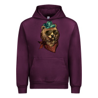 Mauve Wine bear cowboy Urban Hoodie - NancyCooperArtShop