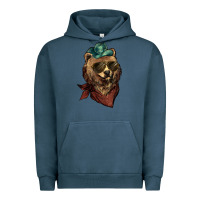 Pigment Midnight Navy bear cowboy Urban Hoodie - NancyCooperArtShop