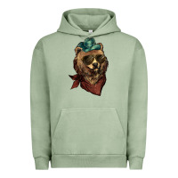 Pigment Oil Green bear cowboy Urban Hoodie - NancyCooperArtShop