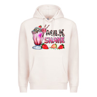 Pale Pink milkshake with strawberry Premium Hoodie - AdoDesignShop