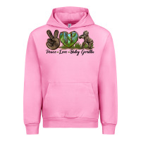 Fuchsia Pink Peace Love Baby Gorilla Urban Hoodie - LillyAllenDesigns