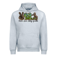 Heather Grey Peace Love Baby Gorilla Urban Hoodie - LillyAllenDesigns