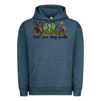Pigment Midnight Navy Peace Love Baby Gorilla Urban Hoodie - LillyAllenDesigns