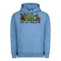Pigment Pebble Blue Peace Love Baby Gorilla Urban Hoodie - LillyAllenDesigns