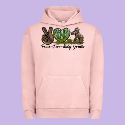 Peace Love Baby Gorilla Urban Hoodie Designed By Lillyallendesigns