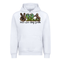 White Peace Love Baby Gorilla Urban Hoodie - LillyAllenDesigns