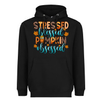 Black stressed blessed pumpkin obsessed Heavyweight Hoodie - Zillion Design Studio