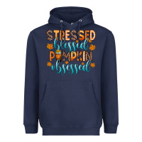 Navy stressed blessed pumpkin obsessed Heavyweight Hoodie - Zillion Design Studio