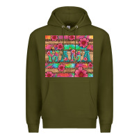 Army Green mama with tie dye and flowers Premium Hoodie - Artiststas