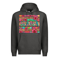 Charcoal Heather mama with tie dye and flowers Premium Hoodie - Artiststas