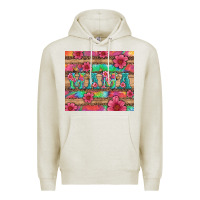 Oatmeal Heather mama with tie dye and flowers Premium Hoodie - Artiststas