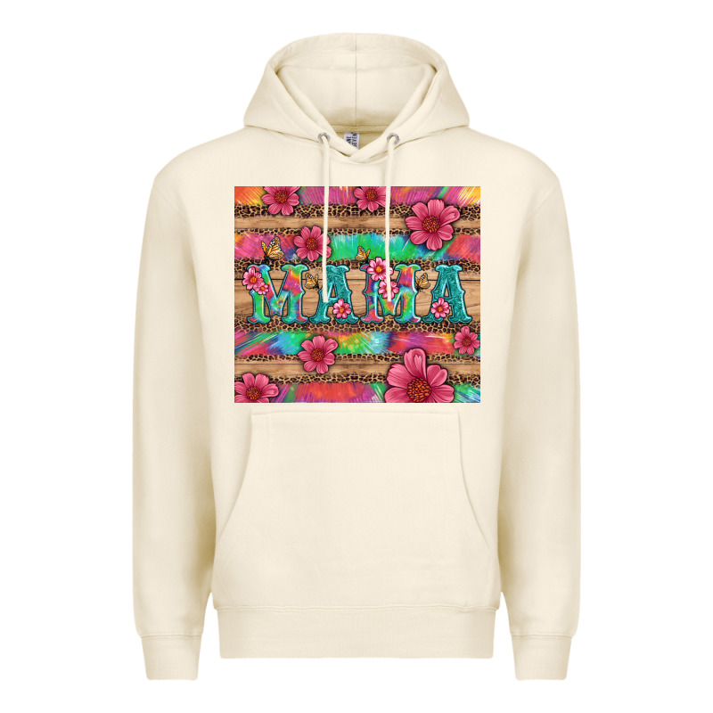 Mama With Tie Dye And Flowers Premium Hoodie by Artiststas | Teevron