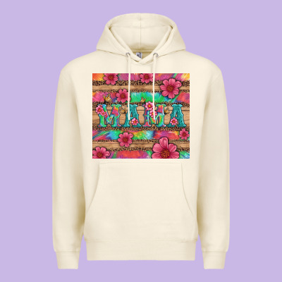 Mama With Tie Dye And Flowers Premium Hoodie Designed By Artiststas