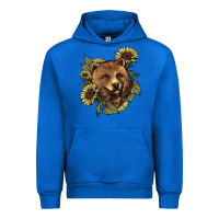 Cobalt bear head sunflowers Urban Hoodie - NancyCooperArtShop