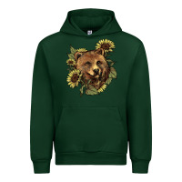 Foreset Green bear head sunflowers Urban Hoodie - NancyCooperArtShop