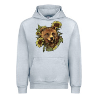 Heather Grey bear head sunflowers Urban Hoodie - NancyCooperArtShop