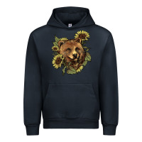 Navy bear head sunflowers Urban Hoodie - NancyCooperArtShop
