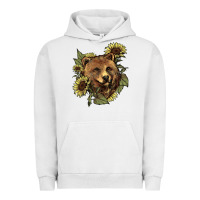 Pigment Lunar Rock bear head sunflowers Urban Hoodie - NancyCooperArtShop